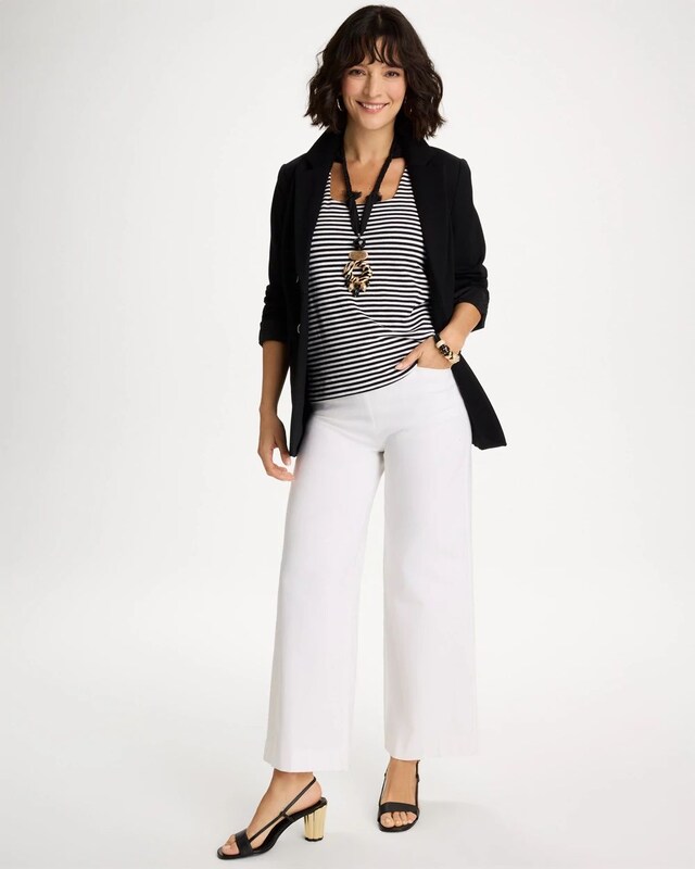 Striped Contour Cotton Square Neck Tank - image 2
